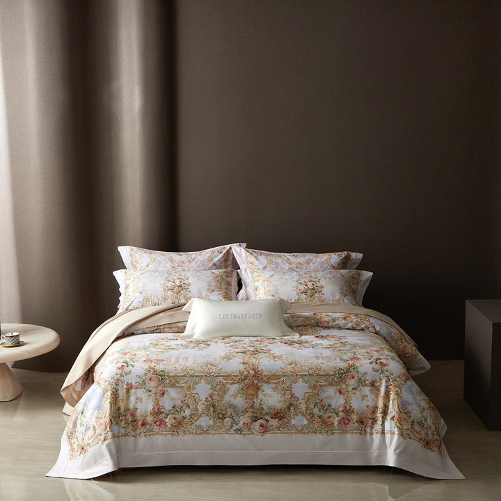 Luxuriöses Floral Baumwollsateen Bettbezug Set