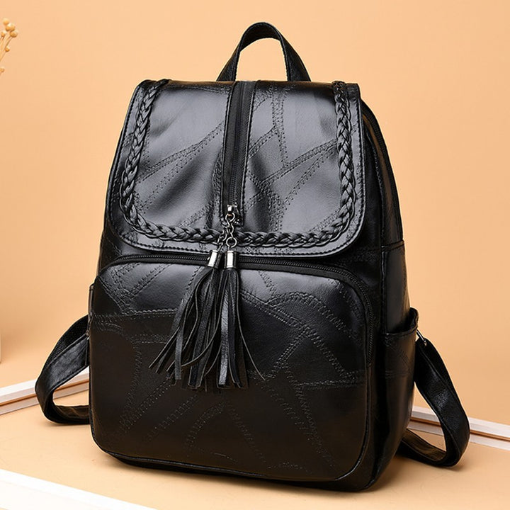 Chic Strukturierte Leder Rucksack Karnz