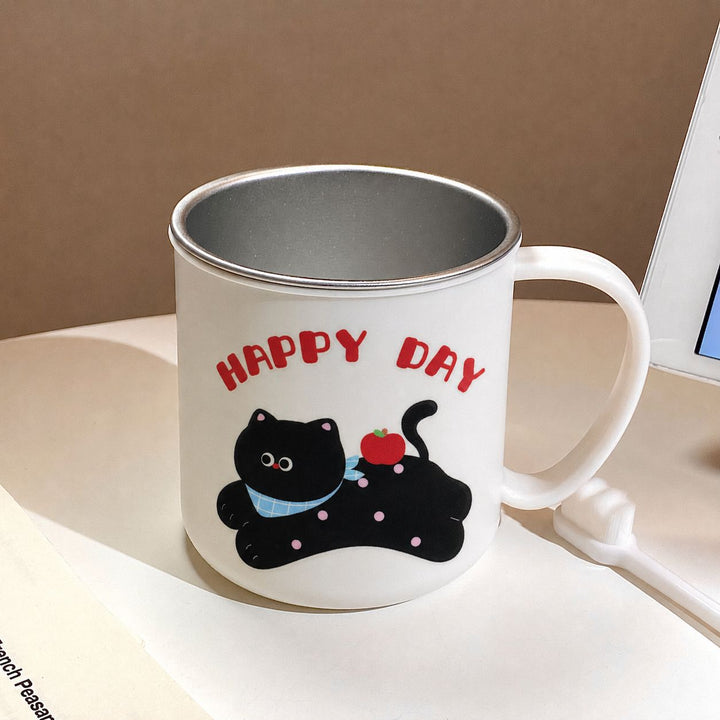 Keramiktasse mit Verspieltem Katzenmotiv und Fröhlichem Schriftzug Karnz