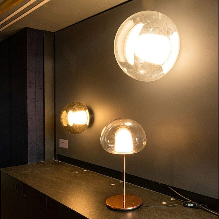 Moderne transparente Glastischlampe