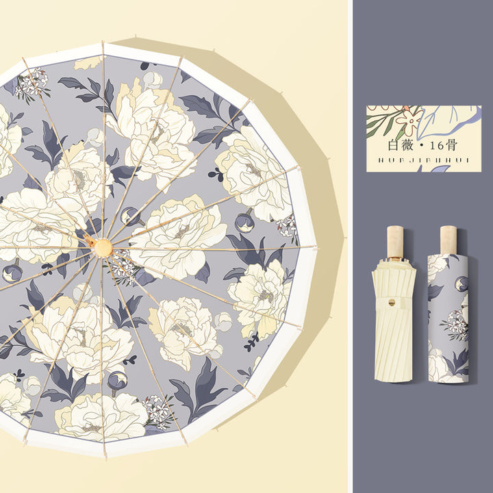 Damen eleganter Blumen-Regenschirm Karnz