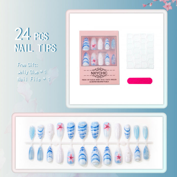 Künstlerisches Floral-Schalen-Design Druck-Nagelset