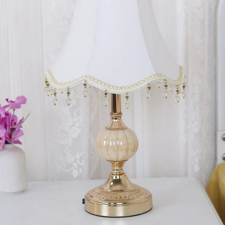 Vintage Kristall-Verzierte Tischlampe