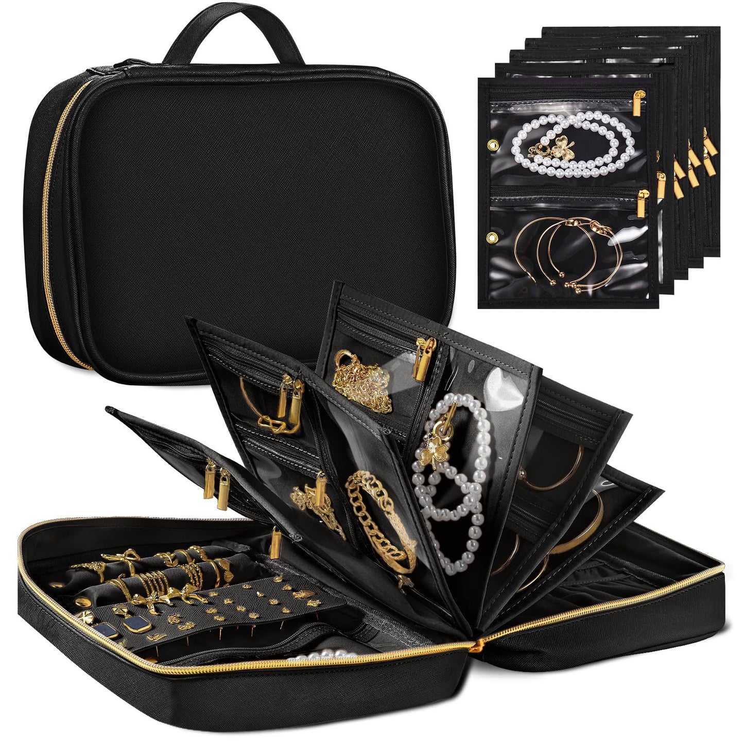 Damen eleganter Schmuck-Organizer mit durchsichtigen Fächern Karnz