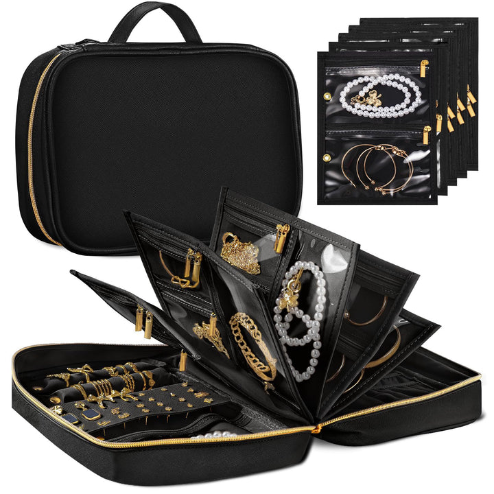 Damen eleganter Schmuck-Organizer mit durchsichtigen Fächern Karnz