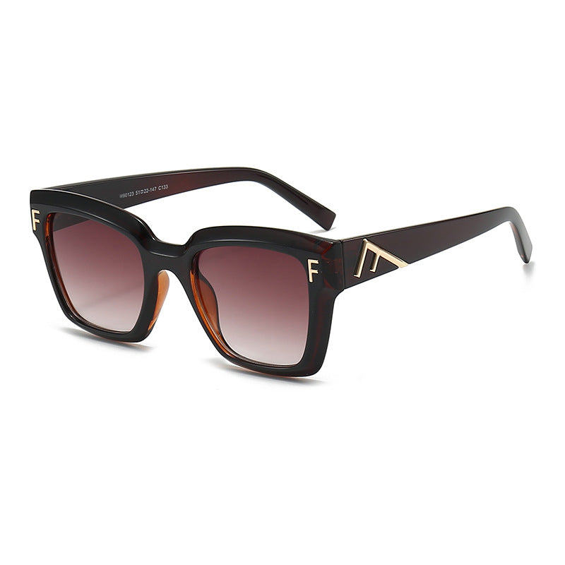 Damen modische quadratische Sonnenbrille mit goldenen Details Karnz