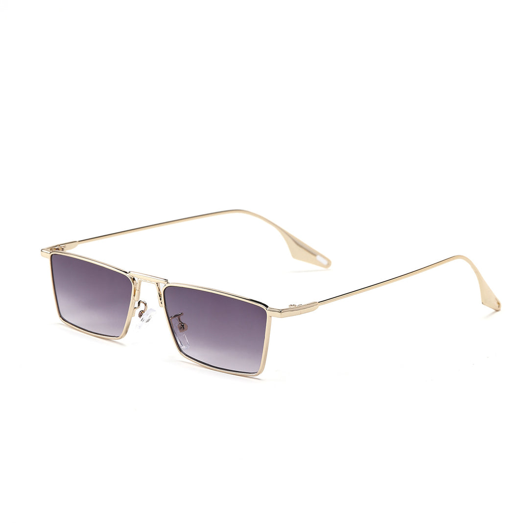 Damen elegante quadratische Sonnenbrille mit schmalem Metallrahmen und UV-Schutz Karnz