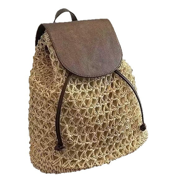 Damen Handgeknüpfte Rucksacktasche mit Lederakzenten Karnz