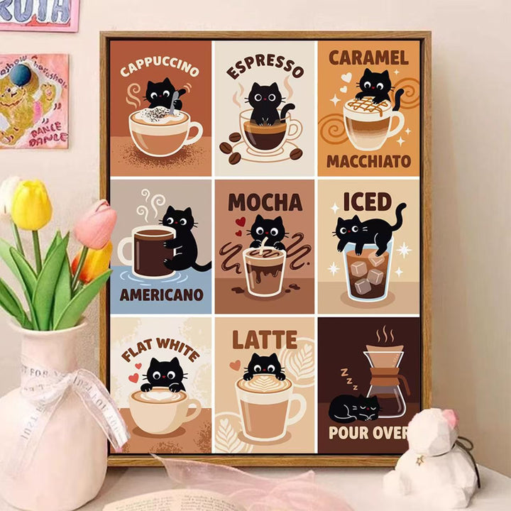 Verspielte katzenmotivierte illustrierte Wandkunst Karnz