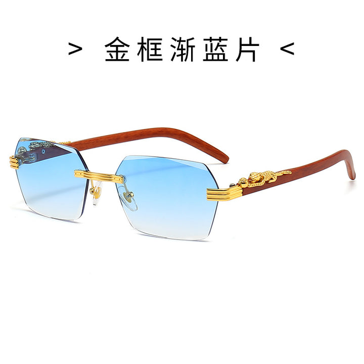 Damen Designer-Sonnenbrille mit kunstvollem Holzrahmen und eleganten Glaselementen Karnz