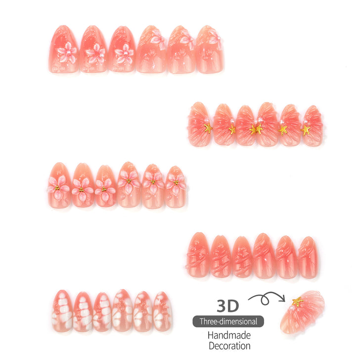 Künstlerisches Floral Press-On-Nageldesign-Kit