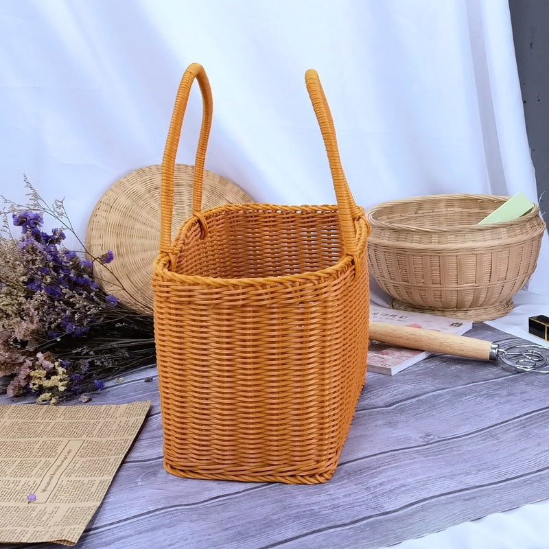 Damen zeitloser Rattan Einkaufskorb Karnz