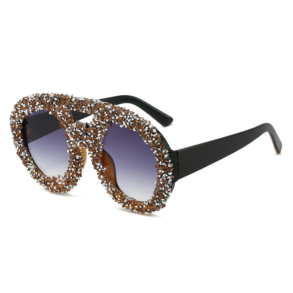 Damen modische Sonnenbrille mit glamourösem Strassrahmen Karnz