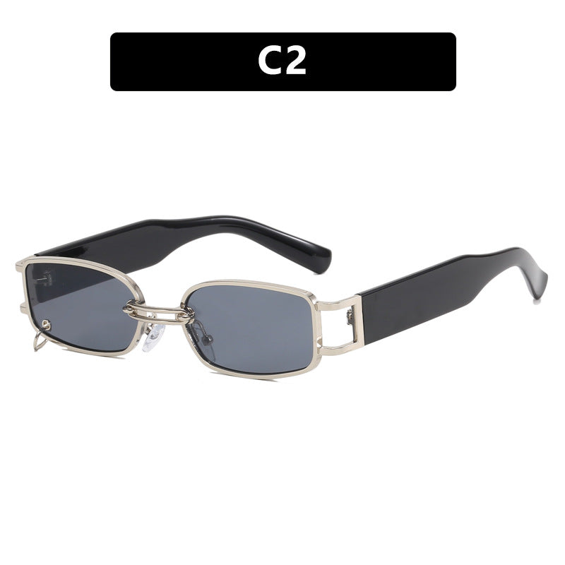 Damen modische Sonnenbrille mit innovativem rechteckigem Design und elegante Metallakzenten Karnz