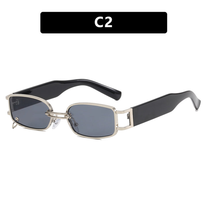 Damen modische Sonnenbrille mit innovativem rechteckigem Design und elegante Metallakzenten Karnz