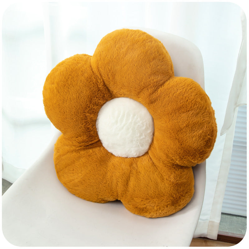 Blütenförmiges Plüsch-Sitz- und Dekokissen aus weichem Teddyfleece Karnz