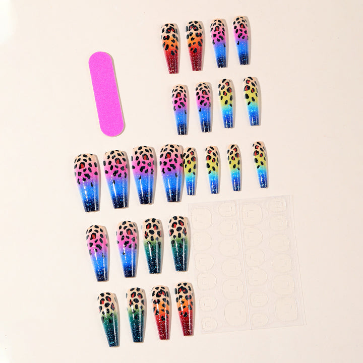 Ombre Leopard Print Nagelkunst Extensions Karnz