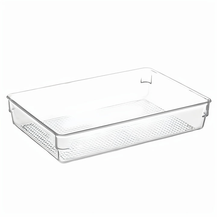 Transparente Kühlschrank-Türablage mit Riffelboden und Clipbefestigung