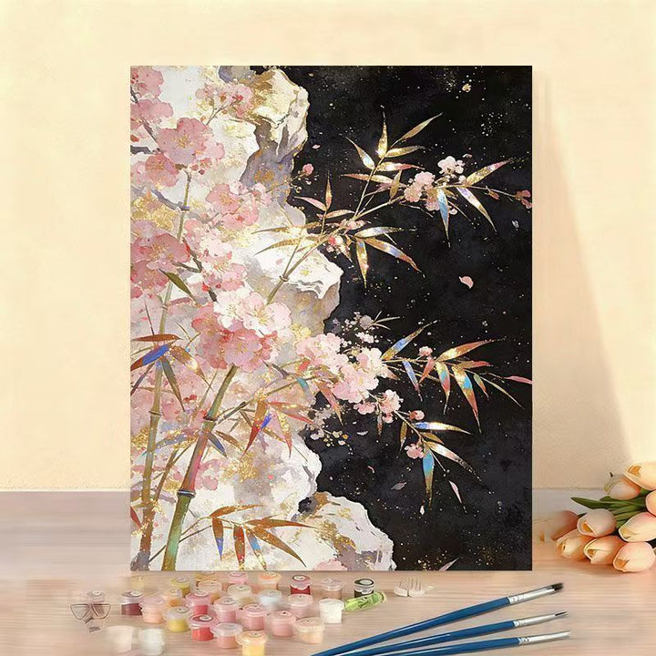 Elegantes Blumenaquarell-malen nach Zahlen Leinwand Kunstset Karnz