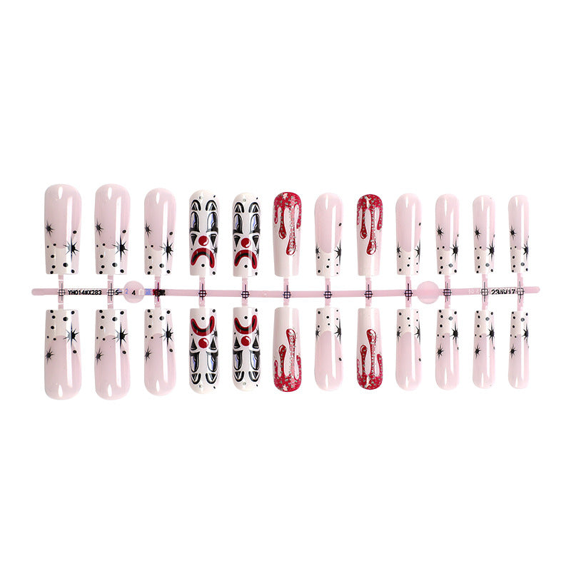 Künstlerisches Press-On Nagelset mit kreativen Halloween-Designs Karnz