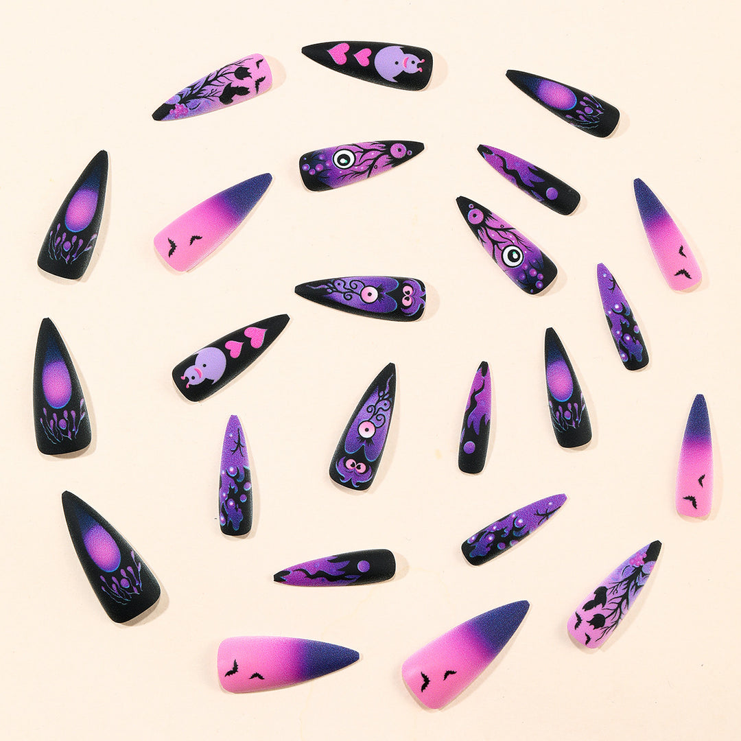 Gothic Halloween-inspirierte Stiletto-Nagelkunstverlängerungen Karnz