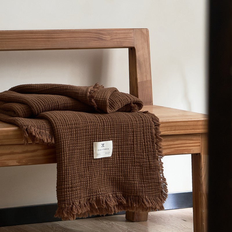 Damen hochwertige und luxuriöse Waffelstruktur Plaid Decke Karnz