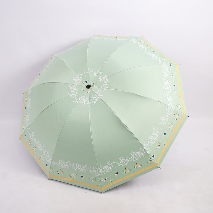 Damen Eleganter Falt-Regenschirm mit floralen Mustern Karnz