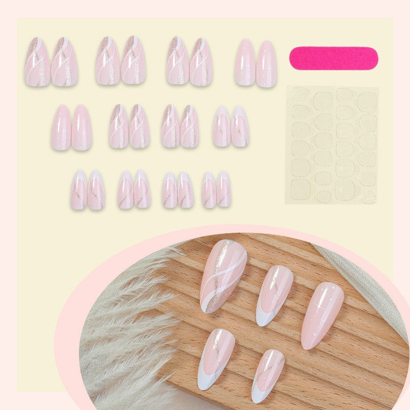 Premium Press-On Nail Art Set mit elegantem Wirbel-Design Karnz