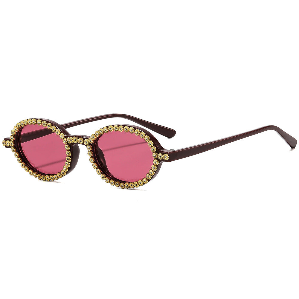 Damen modische Sonnenbrille mit floralem Kristallrahmen Karnz