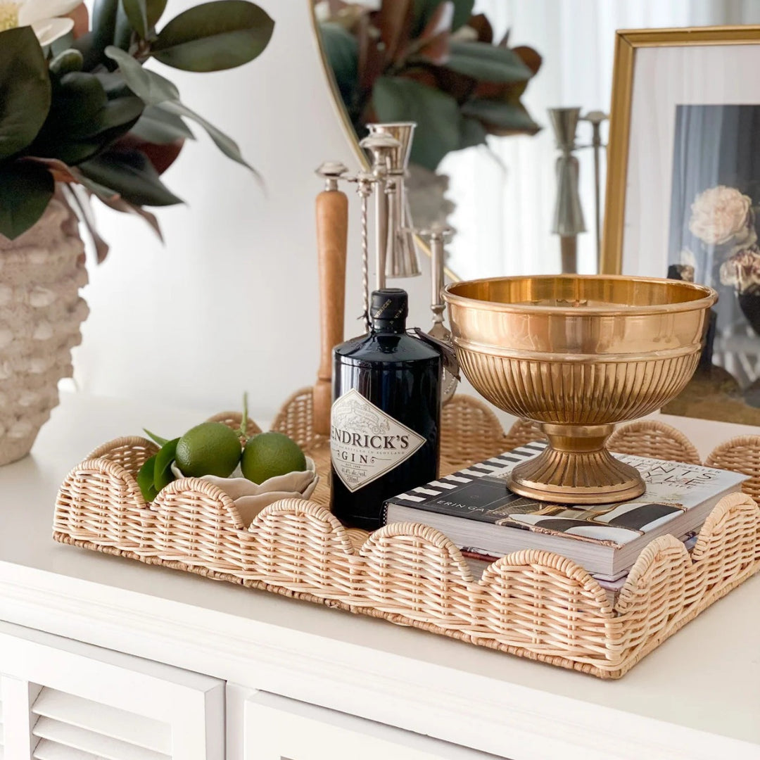 Eleganter Serviertablett aus geflochtenem Material Karnz