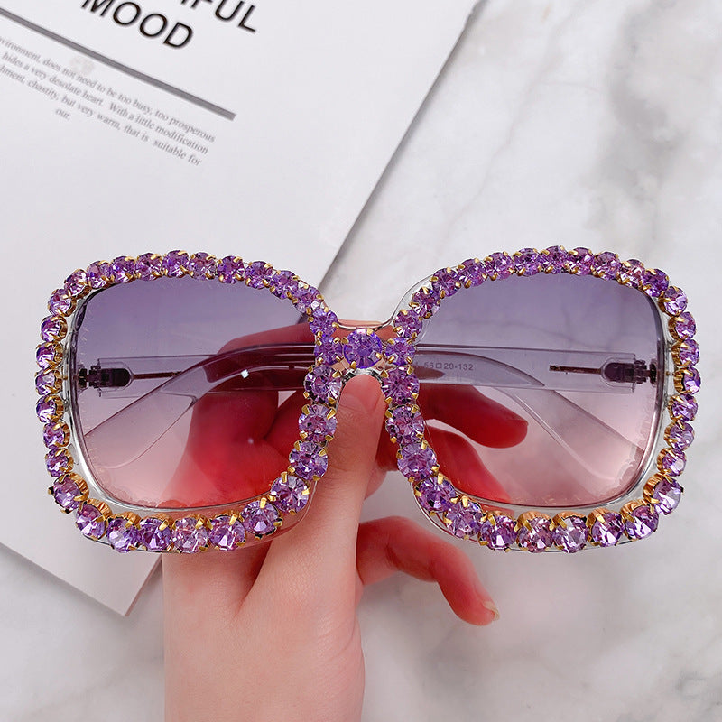 Glamouröse mit Strass besetzte Oversized-Sonnenbrille Karnz