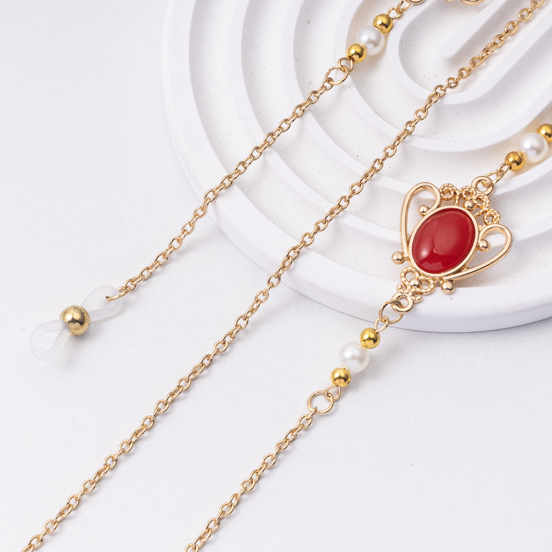Elegante Brillen Kette mit dekorativen Edelsteinen Karnz