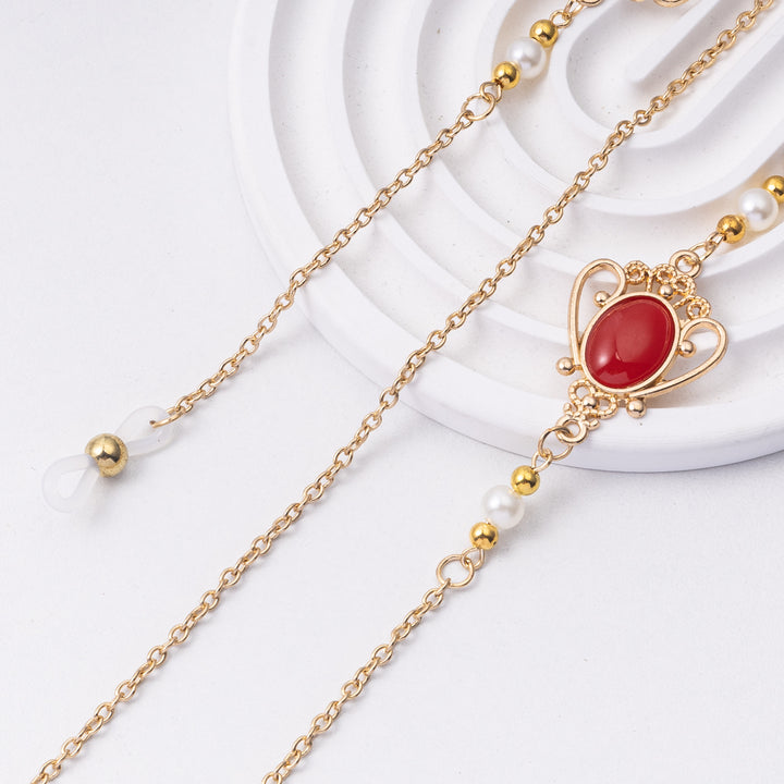 Elegante Brillen Kette mit dekorativen Edelsteinen Karnz