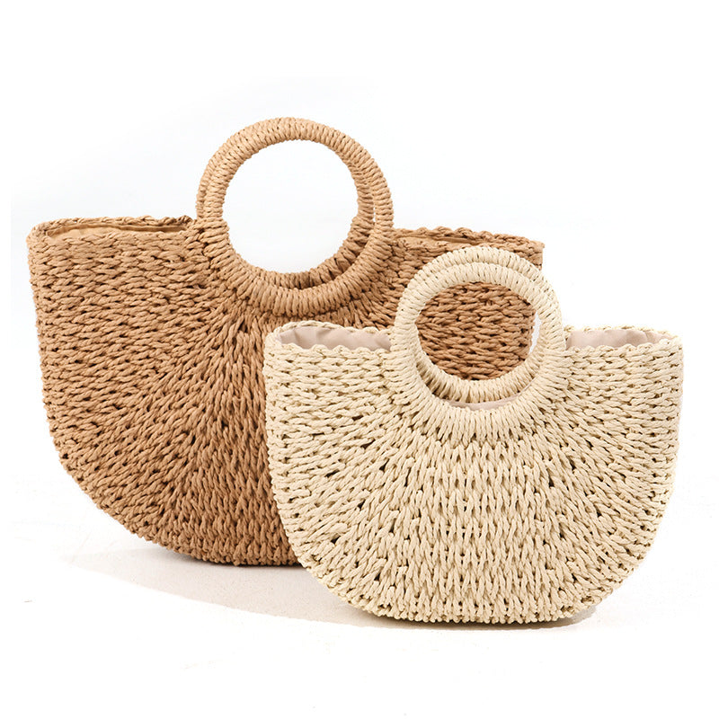 Damen Handgeknüpfte Strandtasche mit doppeltem Ringgriff Karnz