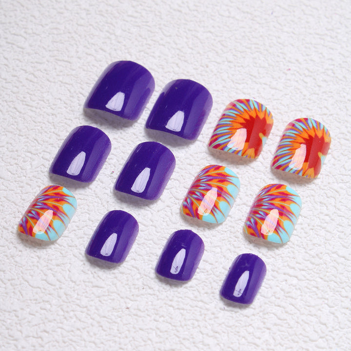 Künstlerische Tie-Dye Press-On Nägel Karnz