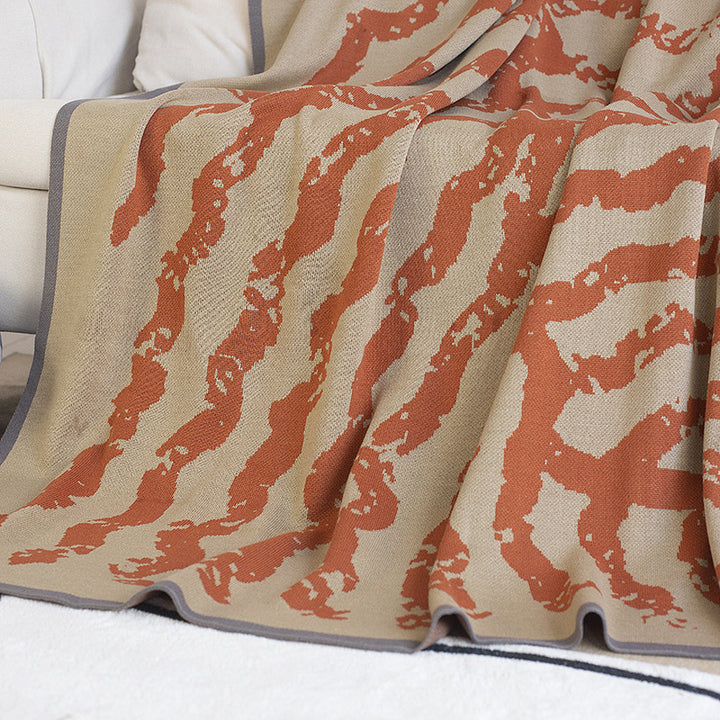 Atmungsaktive Baumwollmischung Jacquard Wurfdecke mit kontrastierendem Rand