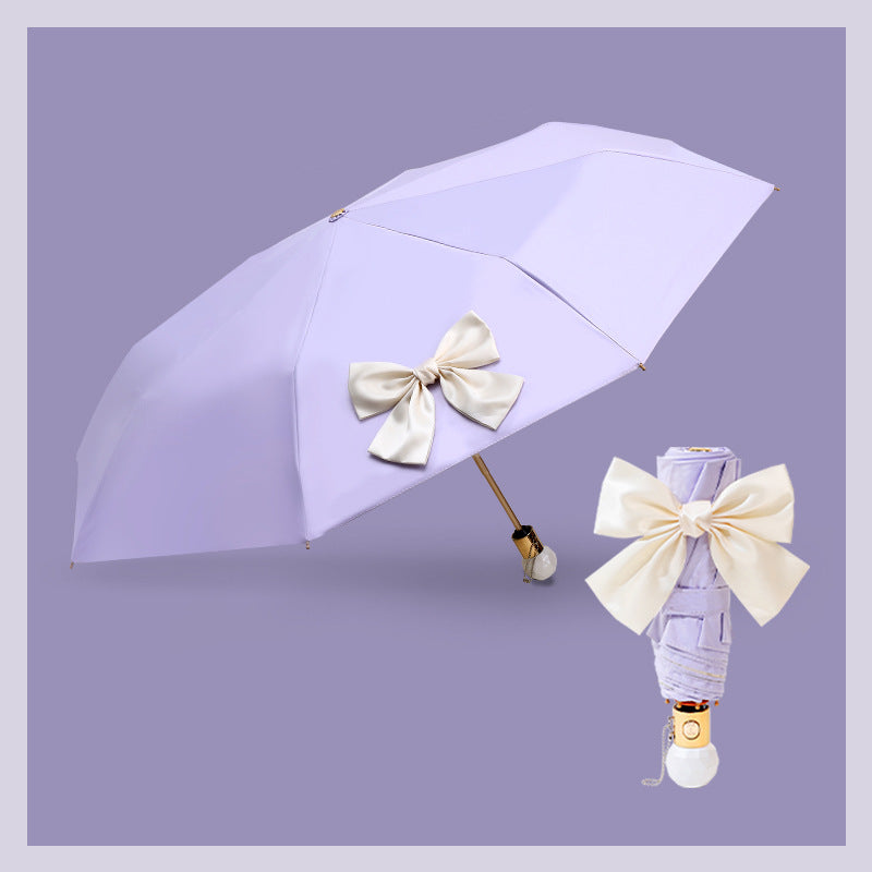 Damen Faltbarer Regenschirm mit eleganter Schleifenverzierung Karnz