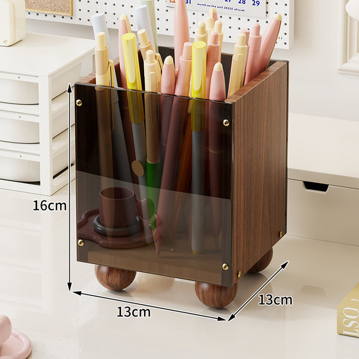 Holz Schreibtisch Stift und Schreibwaren Organizer mit Acrylfront und abgerundeten Kugelfüßen