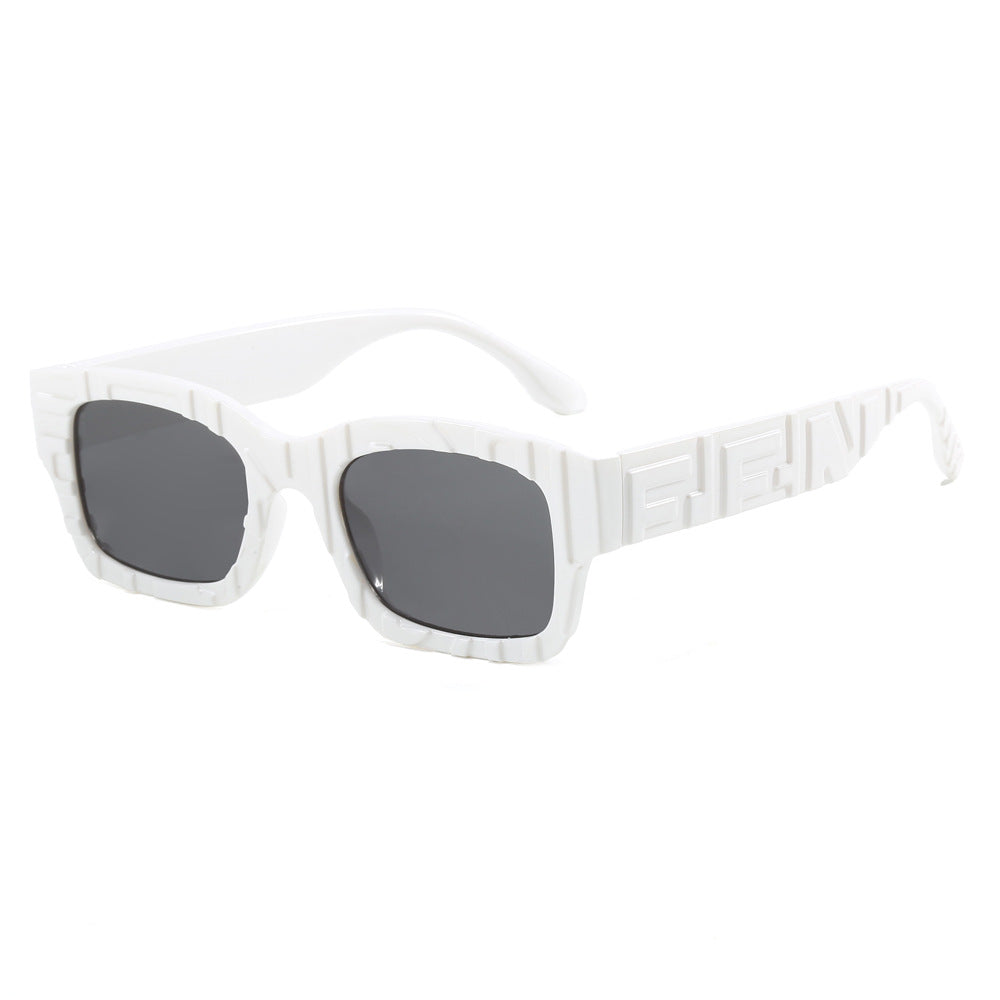 Damen modische quadratische Sonnenbrille mit strukturiertem Rahmen und UV-Schutz Karnz