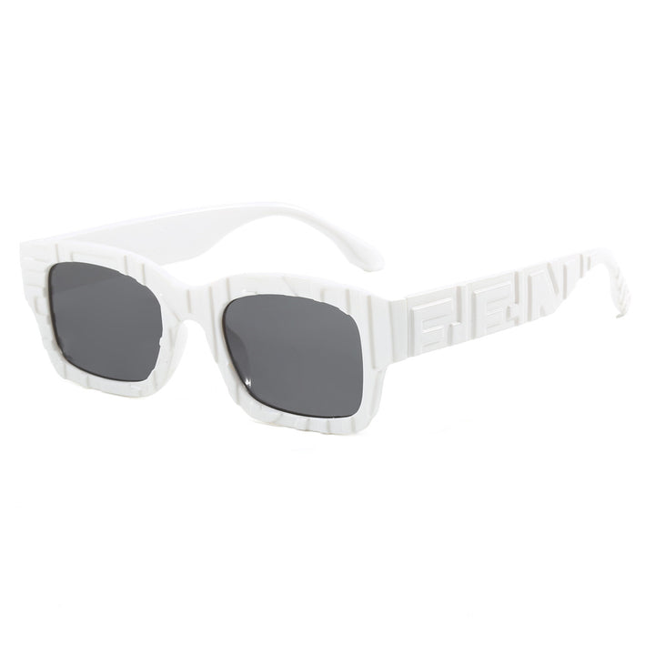 Damen modische quadratische Sonnenbrille mit strukturiertem Rahmen und UV-Schutz Karnz