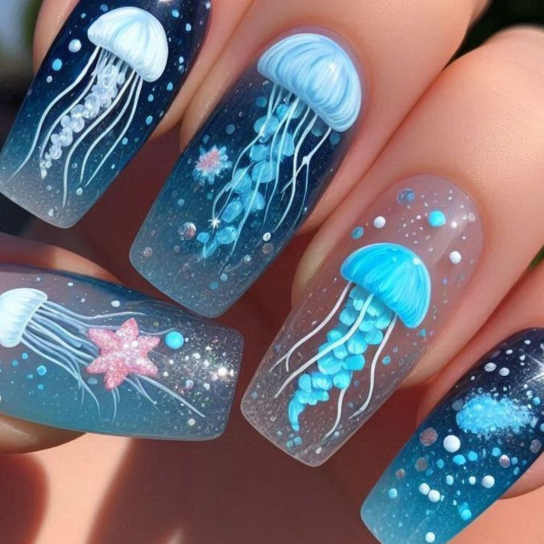 Jellyfish-Themen Acryl Nagelkunst Set Karnz