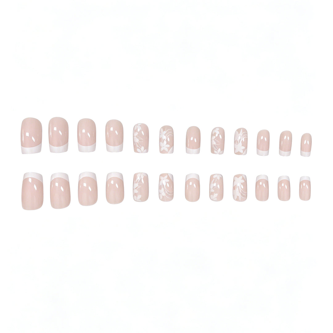 Elegantes Floral Design Press-On-Nagelset Karnz