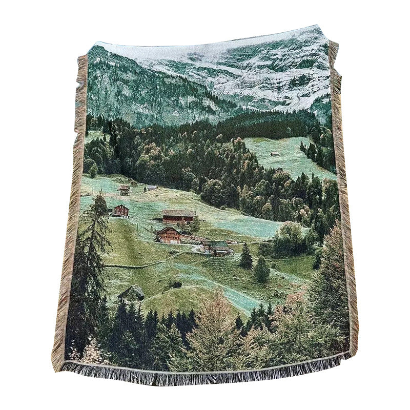 Szenische Landschaft Gewebte Wurfdecke