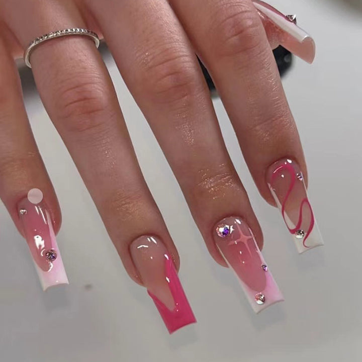 Künstlerisches Press-On-Nagelset mit Tierdruck