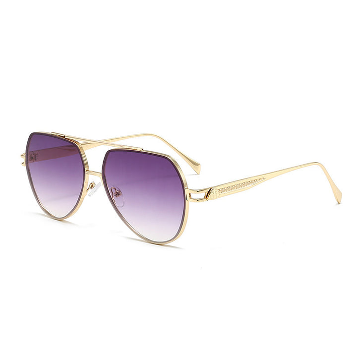 Damen Designer-Sonnenbrille im stilvollen, geschwungenen Metallrahmen Karnz