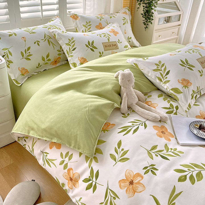 Verspieltes Blumenmuster Bettwäsche Set