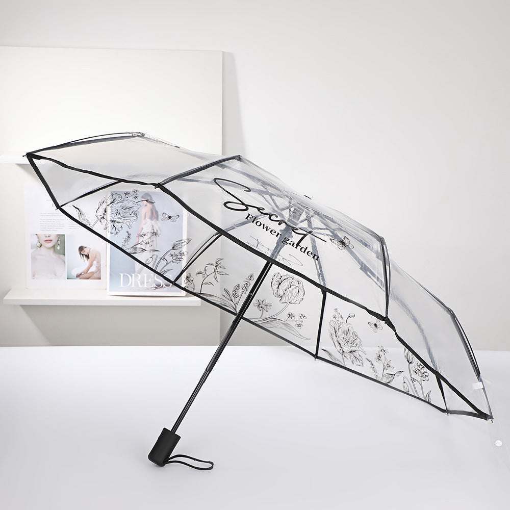 Damen eleganter durchsichtiger Regenschirm mit romantischem Design Karnz