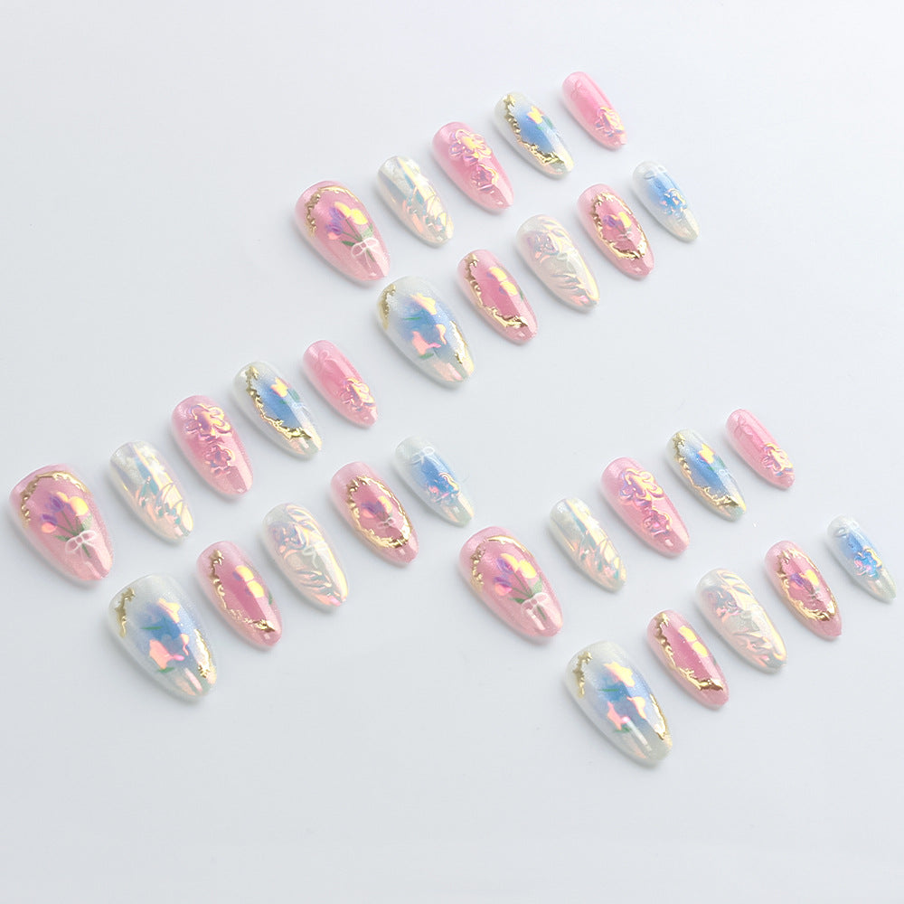 Künstlerische Blumen Press-on Nagelkunst Karnz