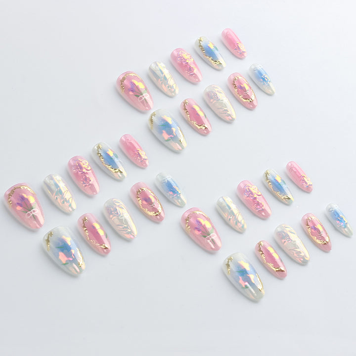 Künstlerische Blumen Press-on Nagelkunst Karnz
