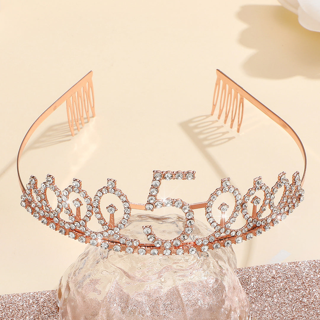 Damen Glitzernde Tiaras mit festlichem Geburtstagsbanner Karnz